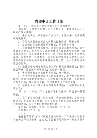 2024年内部审计工作计划