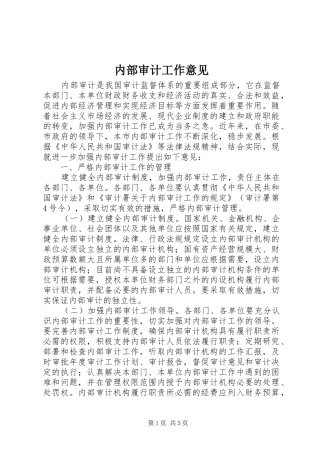 2024年内部审计工作意见