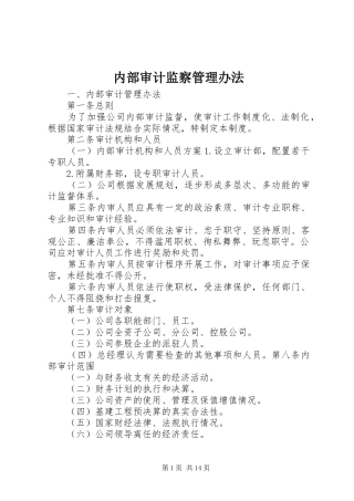 2024年内部审计监察管理办法