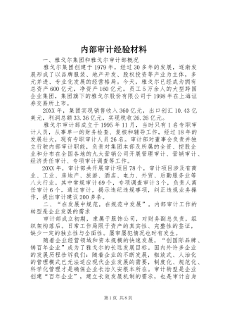 2024年内部审计经验材料