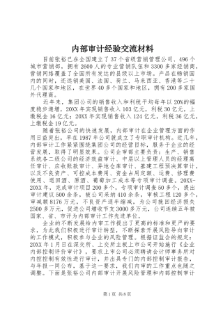2024年内部审计经验交流材料