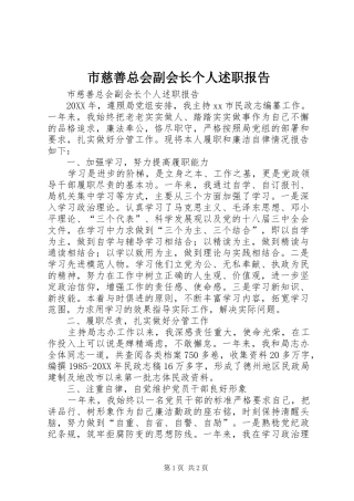 2024年市慈善总会副会长个人述职报告