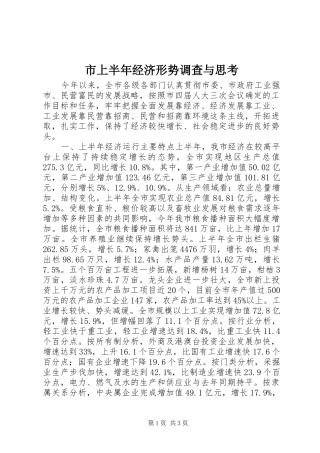 2024年市上半年经济形势调查与思考
