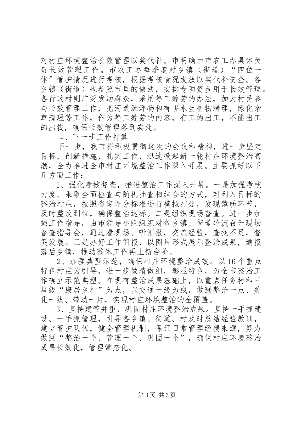2024年市村庄环境长效管理汇报材料_第3页