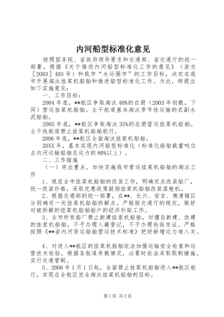 2024年内河船型标准化意见