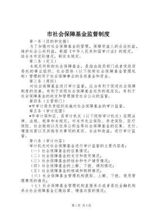 2024年市社会保障基金监督制度