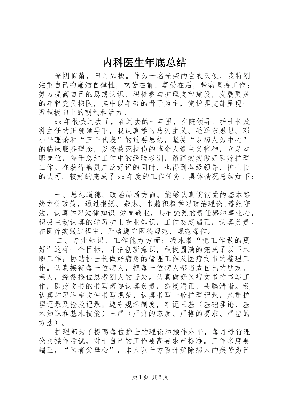 2024年内科医生年底总结_第1页