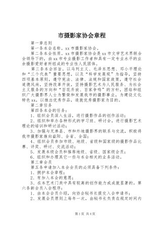 2024年市摄影家协会章程