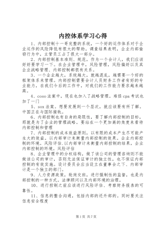 2024年内控体系学习心得