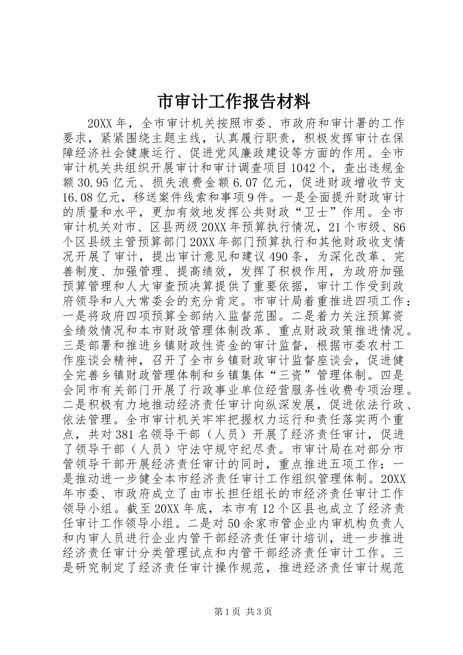 2024年市审计工作报告材料_第1页
