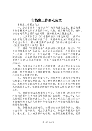 2024年市档案工作要点范文