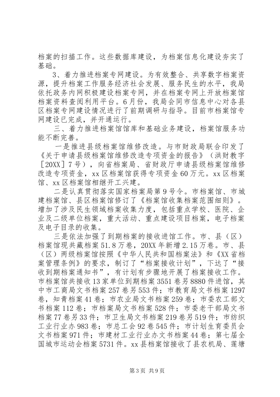 2024年市档案工作总结报告材料_第3页