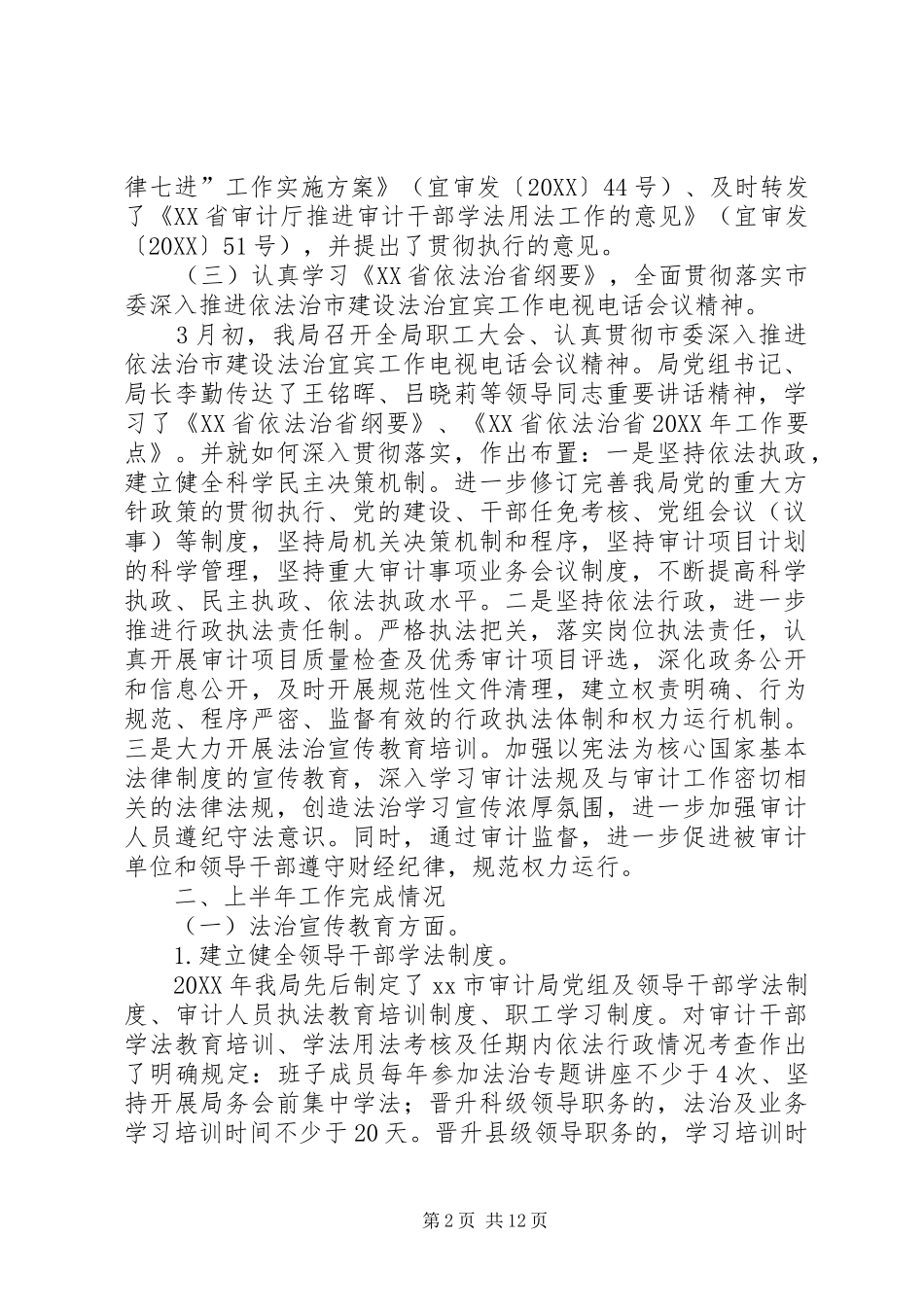 2024年市审计局半年依法治市工作总结_第2页
