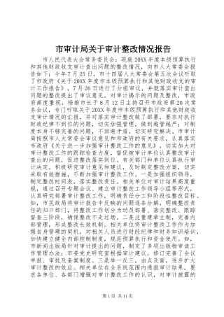 2024年市审计局关于审计整改情况报告