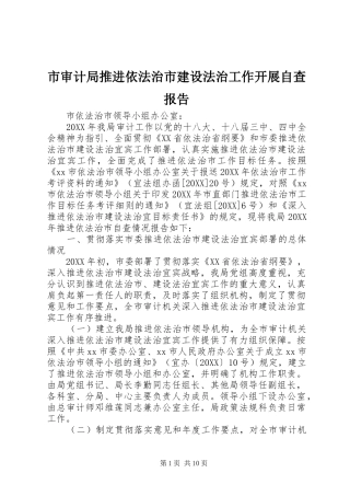 2024年市审计局推进依法治市建设法治工作开展自查报告