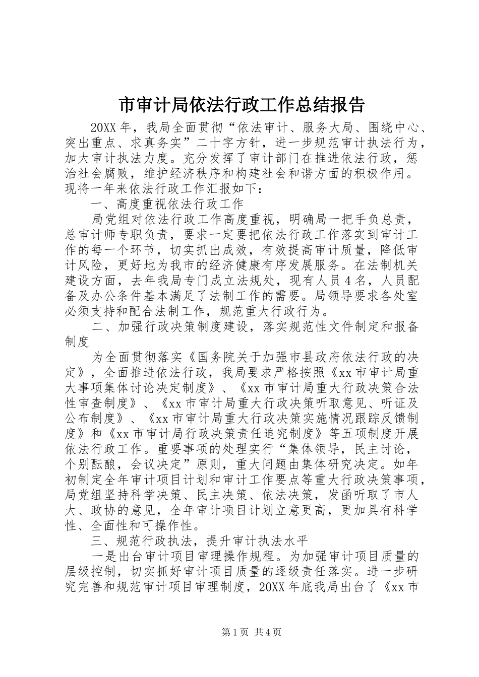 2024年市审计局依法行政工作总结报告_第1页