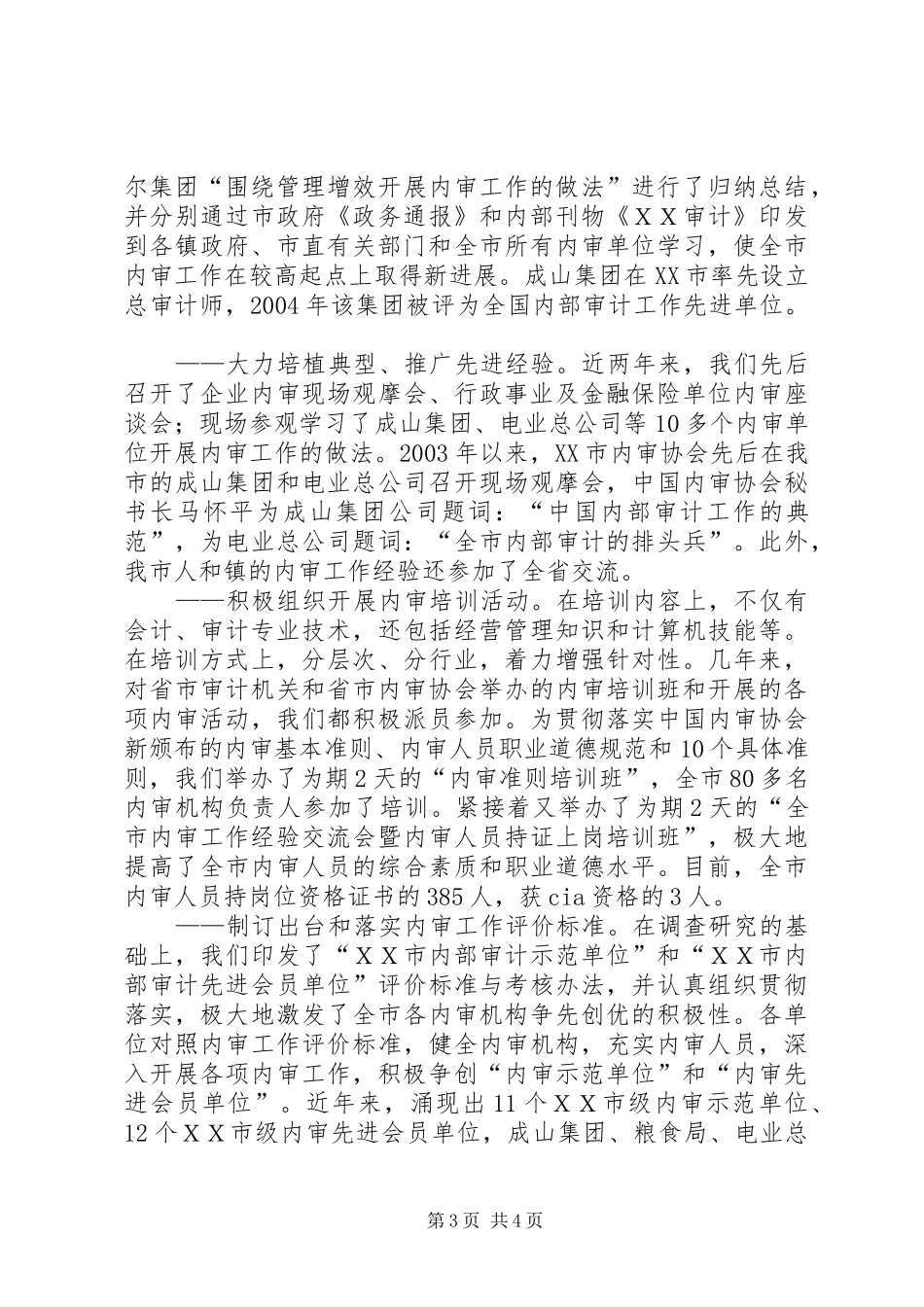 2024年市审计协会争创全国一流内审协会经验总结_第3页
