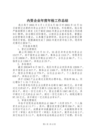 2024年内资企业年度年检工作总结