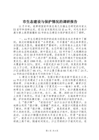2024年市生态建设与保护情况的调研报告