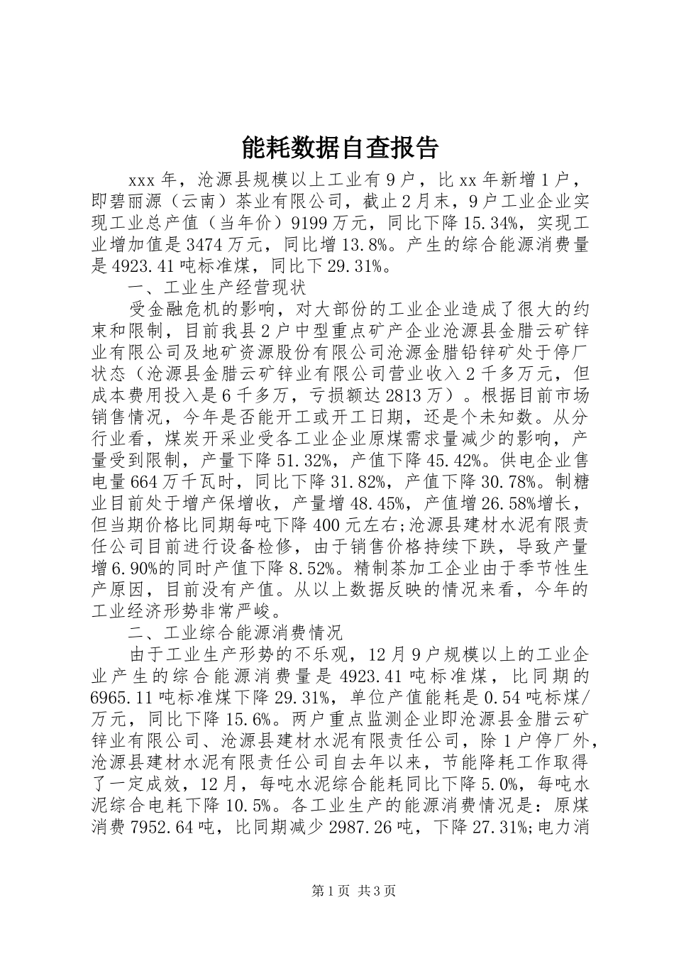 2024年能耗数据自查报告_第1页