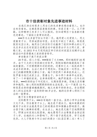 2024年市十佳表彰对象先进事迹材料