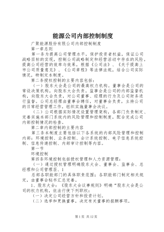 2024年能源公司内部控制制度