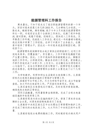 2024年能源管理科工作报告