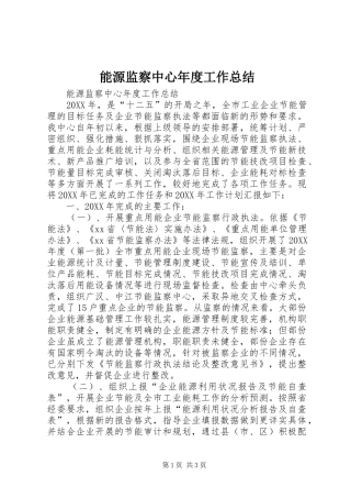 2024年能源监察中心年度工作总结