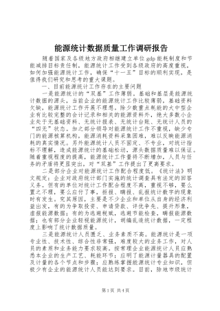2024年能源统计数据质量工作调研报告