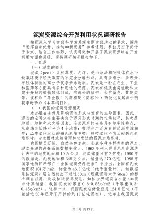 2024年泥炭资源综合开发利用状况调研报告