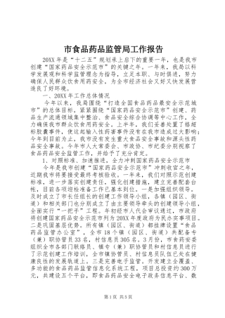 2024年市食品药品监管局工作报告