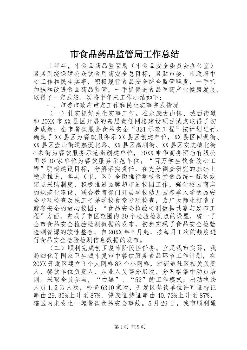 2024年市食品药品监管局工作总结_第1页