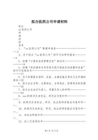 2024年拟办医药公司申请材料