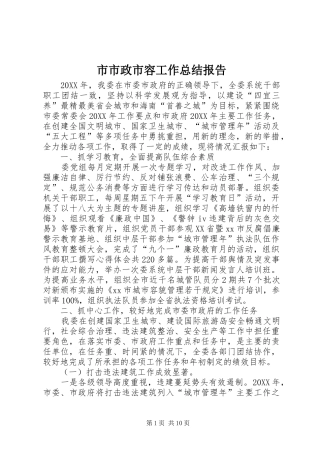 2024年市市政市容工作总结报告