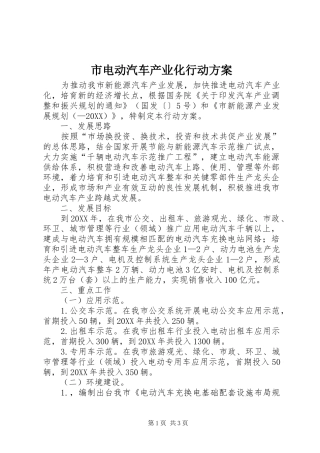 2024年市电动汽车产业化行动方案