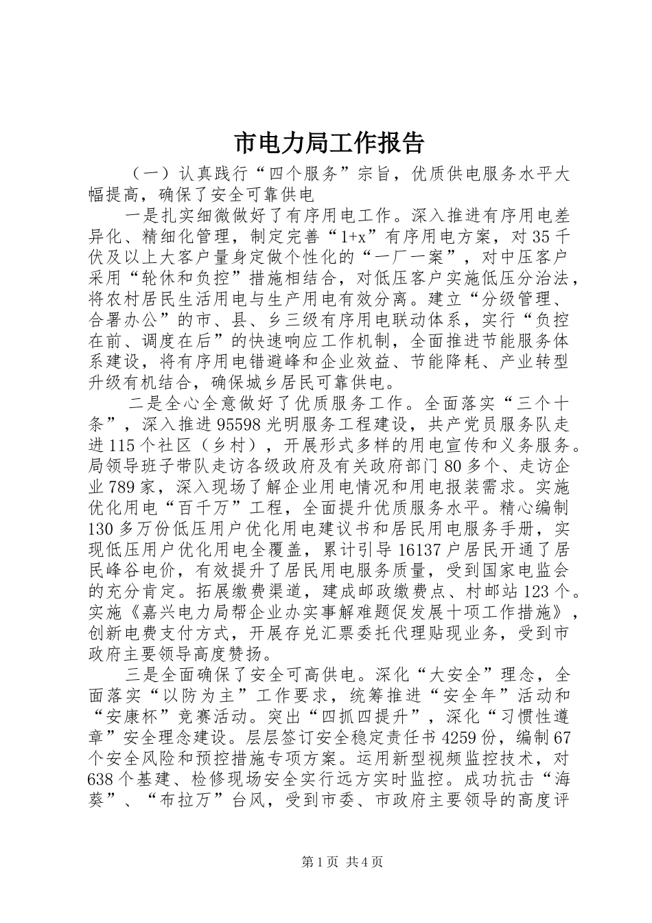 2024年市电力局工作报告_第1页