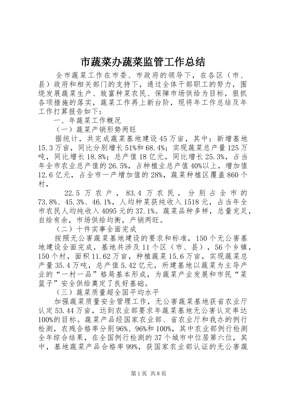2024年市蔬菜办蔬菜监管工作总结_第1页