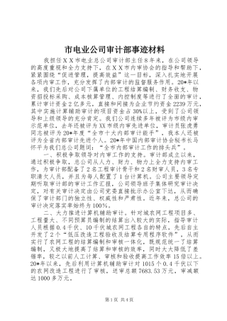 2024年市电业公司审计部事迹材料