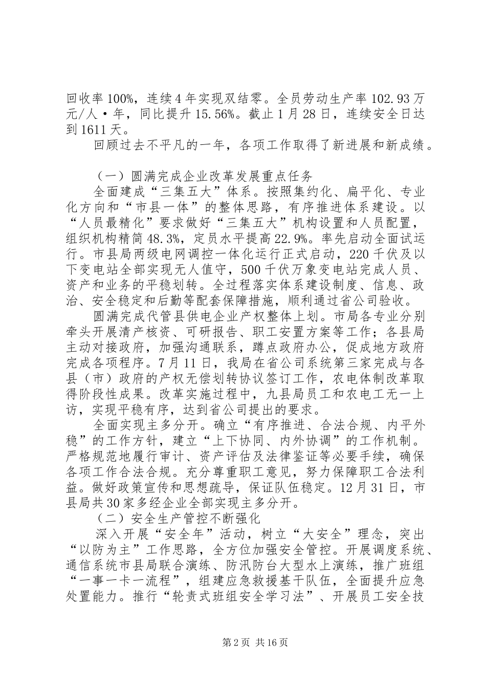 2024年市电业局年度工作总结报告_第2页