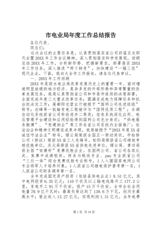 2024年市电业局年度工作总结报告