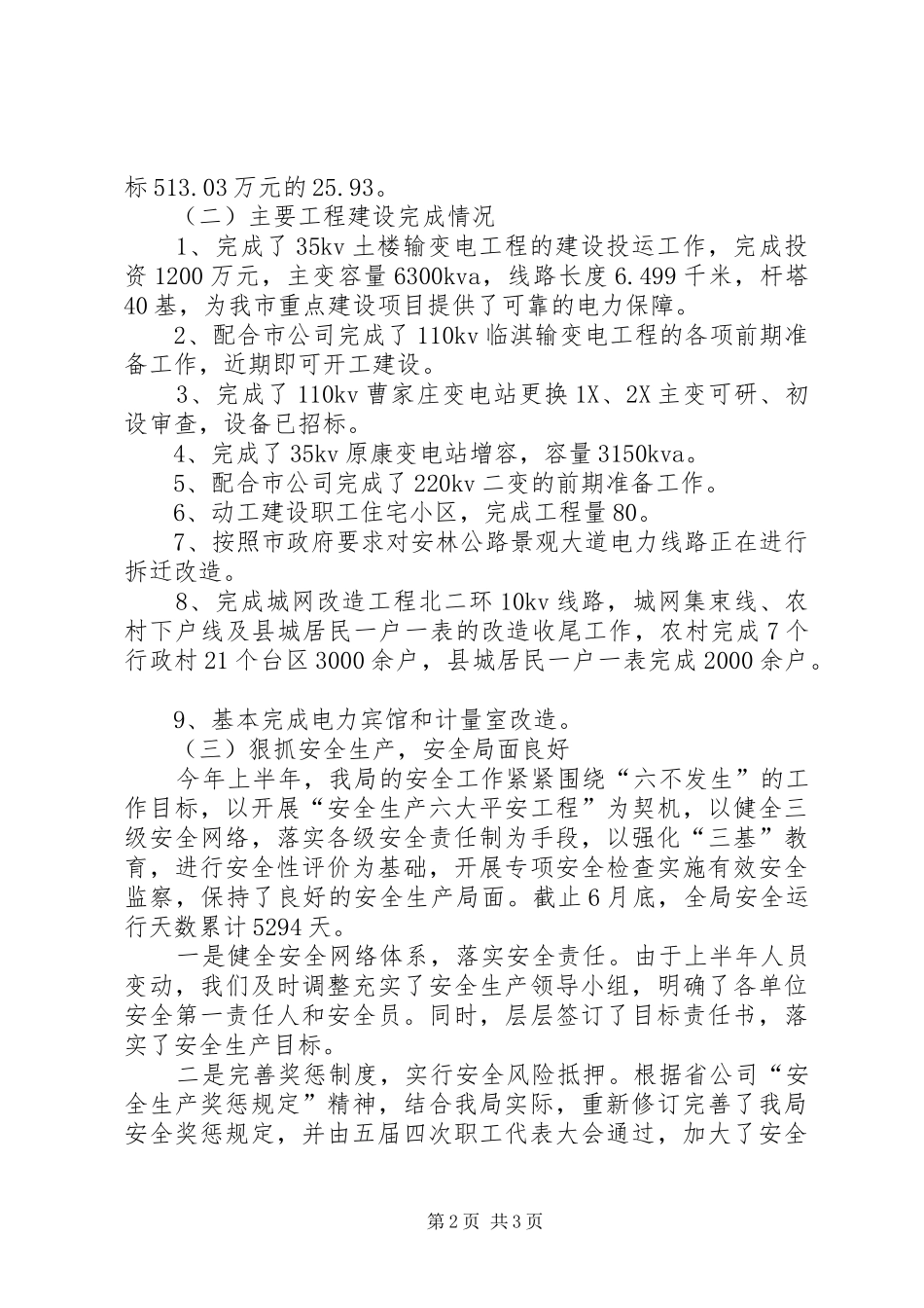 2024年市电业局上半年工作总结及下半年工作安排_第2页