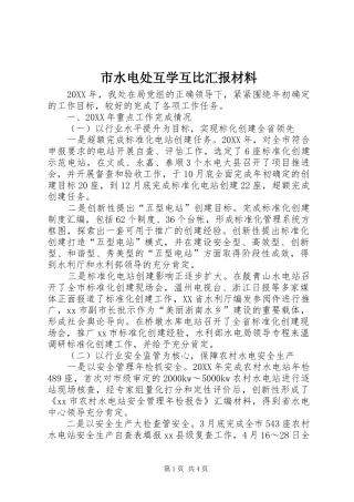 2024年市水电处互学互比汇报材料