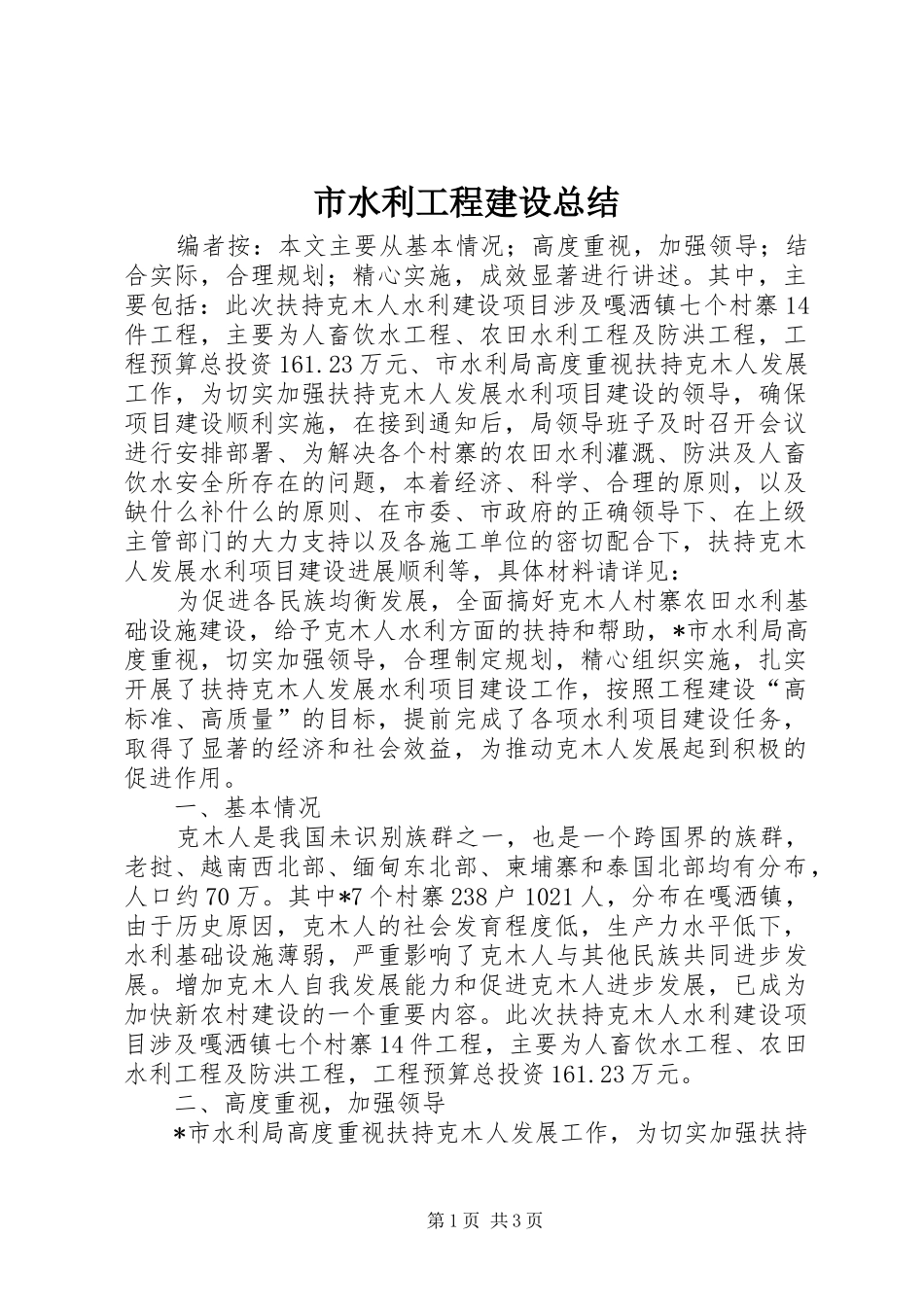2024年市水利工程建设总结_第1页