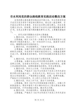 2024年市水利局党的群众路线教育实践活动整改方案