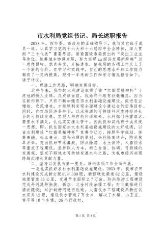 2024年市水利局党组书记局长述职报告