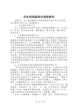 2024年市水利局副局长述职报告