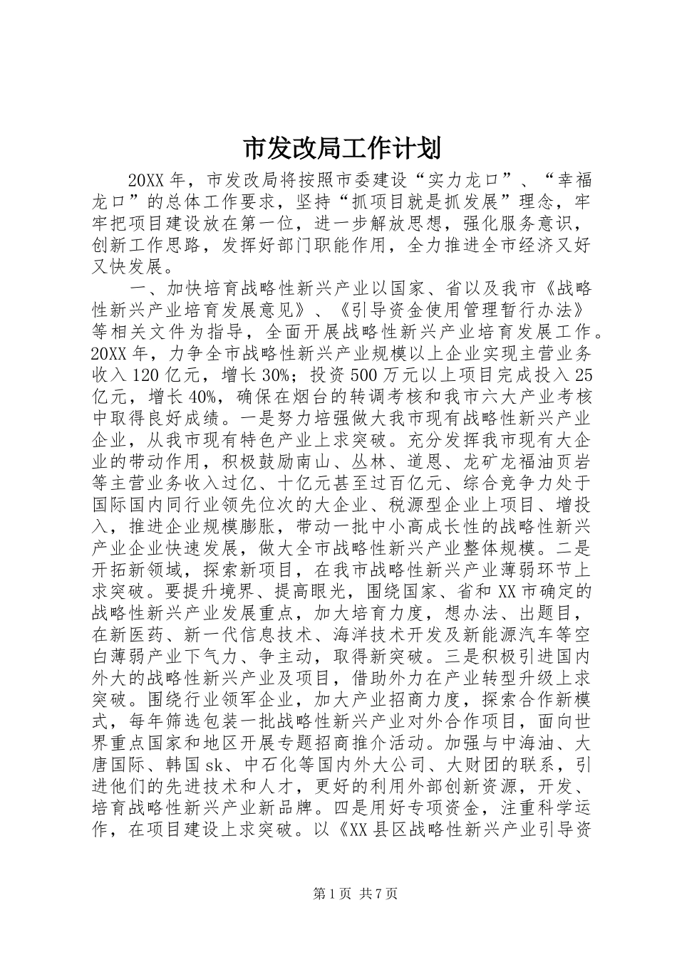 2024年市发改局工作计划_第1页