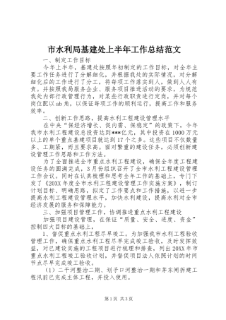 2024年市水利局基建处上半年工作总结范文