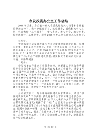 2024年市发改委办公室工作总结