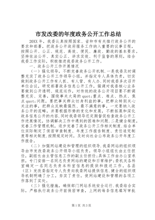2024年市发改委的年度政务公开工作总结